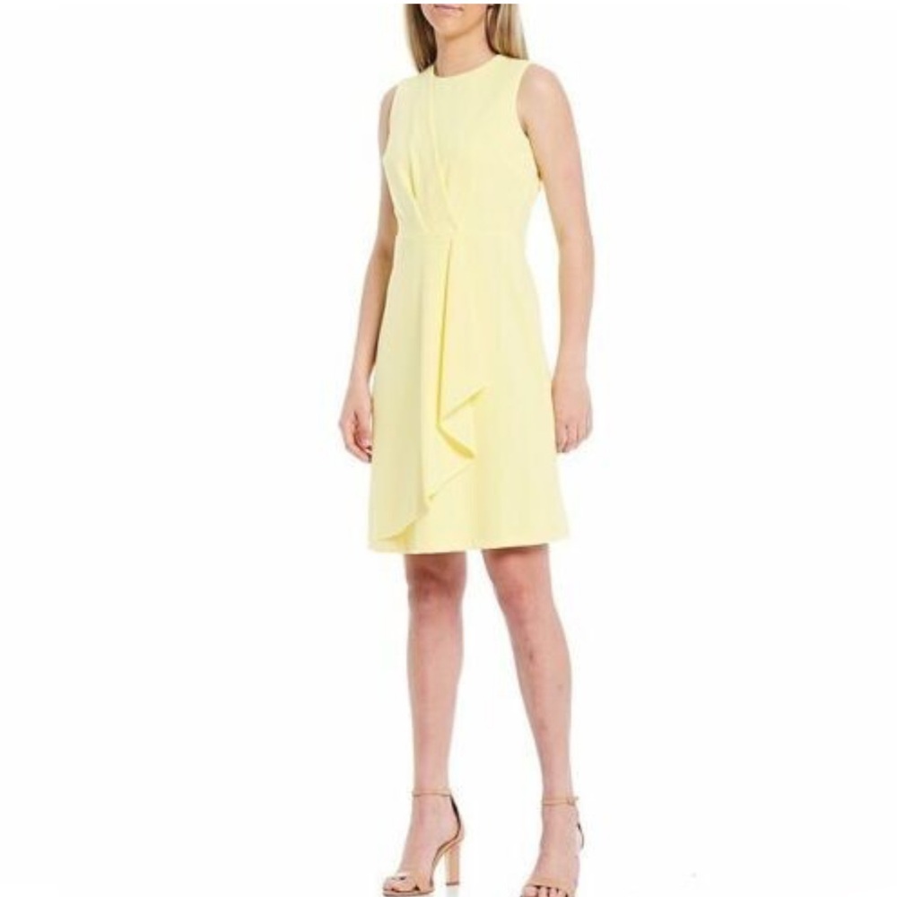 Calvin Klein 12 Butter Yellow Sleeveless Midi Dress Trending Gorgeous